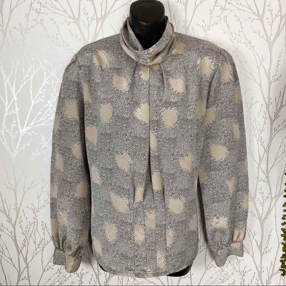 Vintage 80’s Long Sleeve Mock Neck Button Blouse